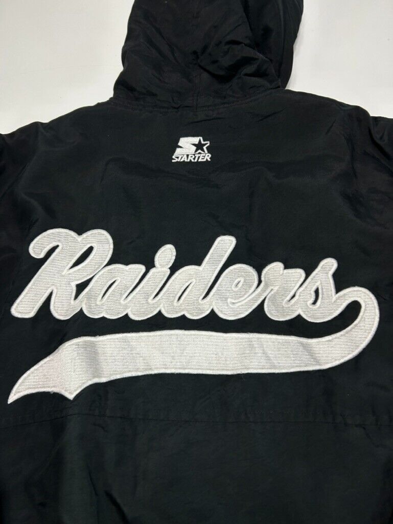 Vintage 80s Los Angeles Raiders NFL Spellout Insulated Starter Jacket Sz Medium