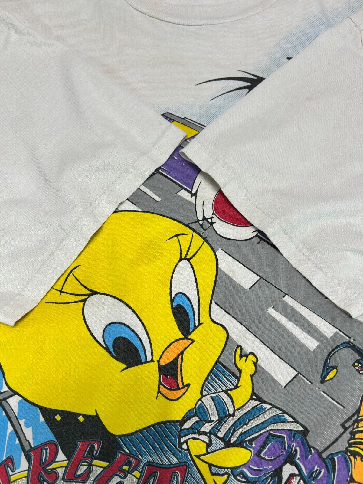 Vintage 90s Looney Tunes Tweety Bird Street Smart Big Graphic T-Shirt Size 2XL