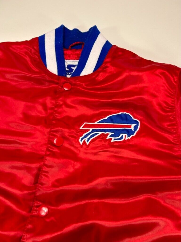 Buffalo Bills NFL Embroidered Satin Varsity Bomber Starter Jacket Size Medium