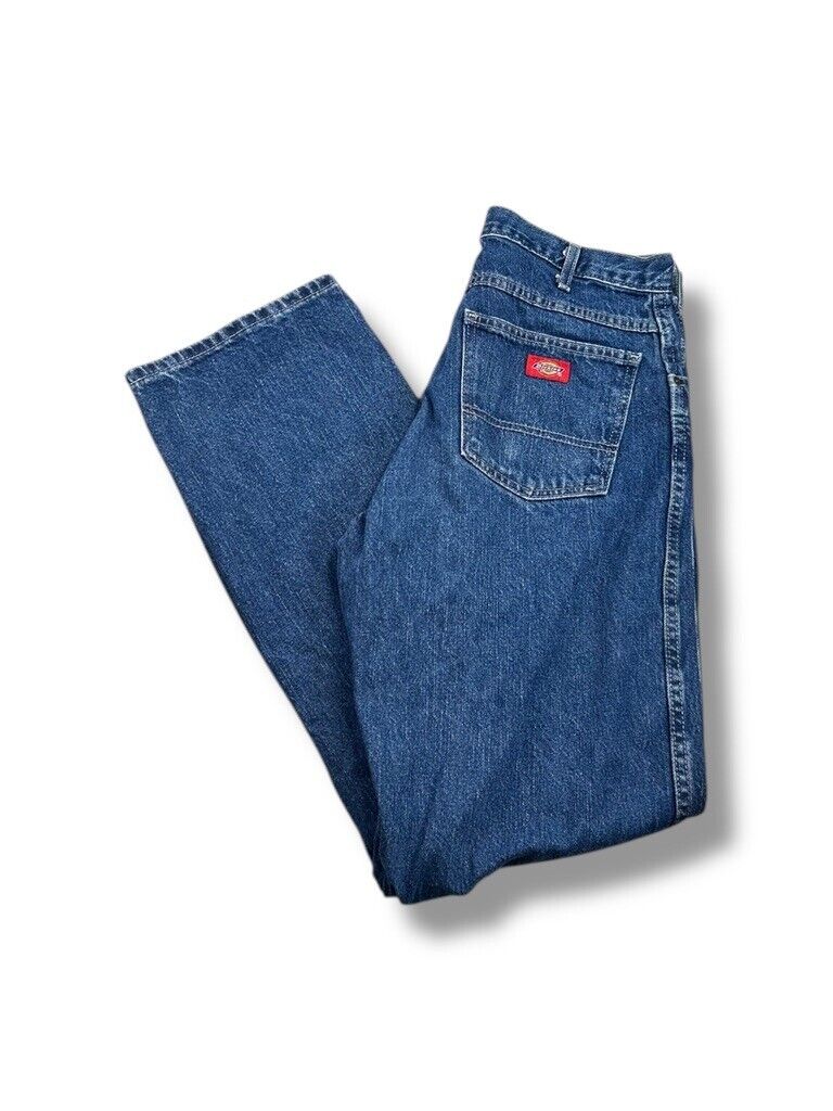 Vintage Dickies Dark Wash Denim Workwear Pants Size 32 Blue