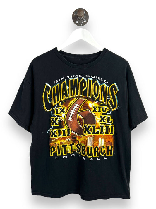 Pittsburgh Steelers NFL 6x Super Bowl Champs Graphic T-Shirt Size XL Black