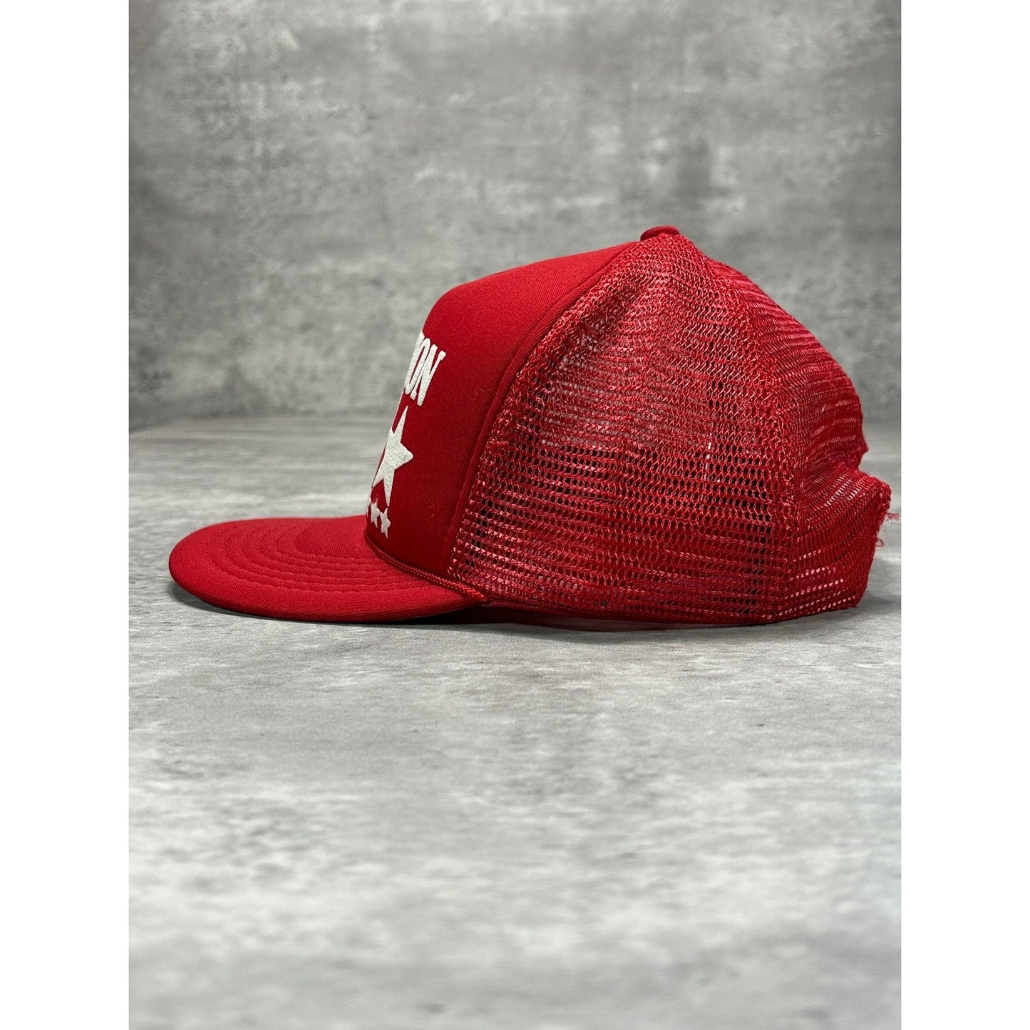 Vintage 80s Operation Desert Storm Spellout Graphic Trucker Snapback Hat OSFA