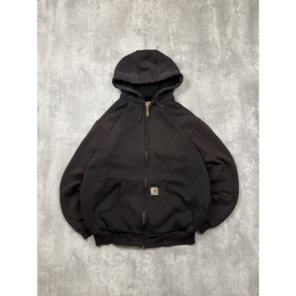 Vintage Carhartt Thermal Lined Full Zip Embroidered Patch Sweatshirt Size Large