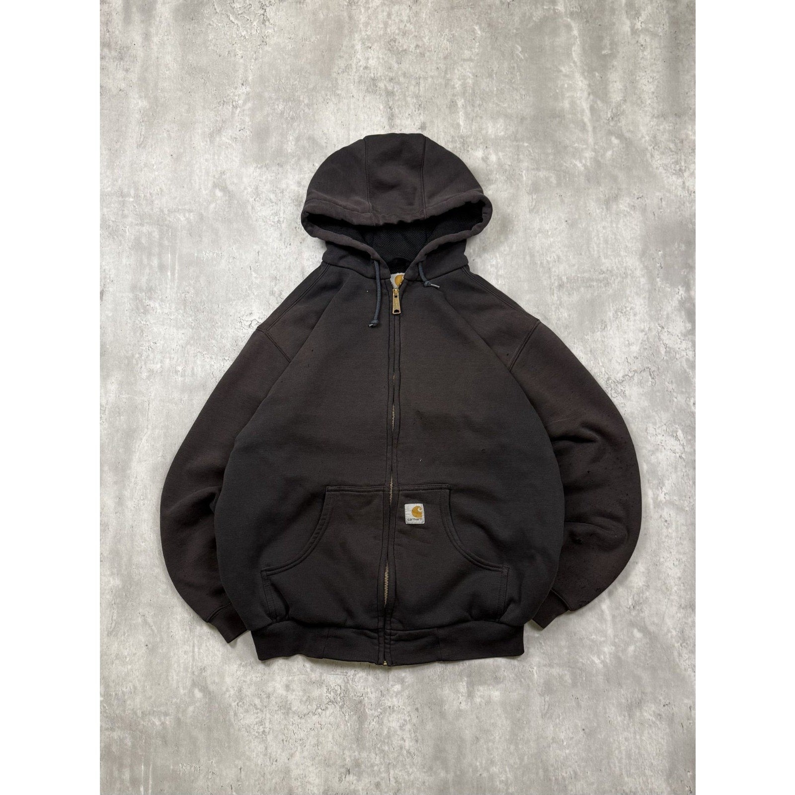 Vintage Carhartt Thermal Lined Full Zip Embroidered Patch Sweatshirt Size Large