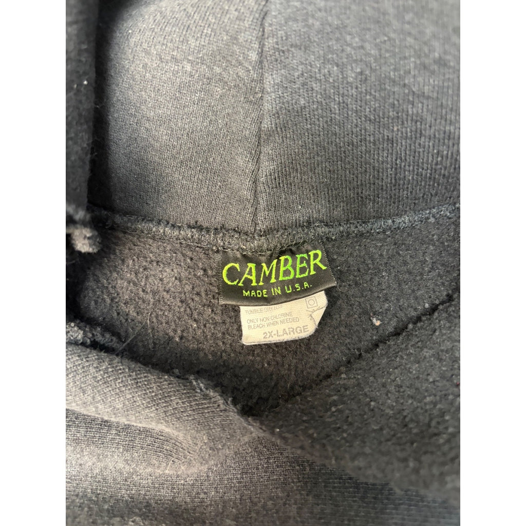 Vintage 90s Camber Black Hooded Pullover Sweatshirt Size 2XL