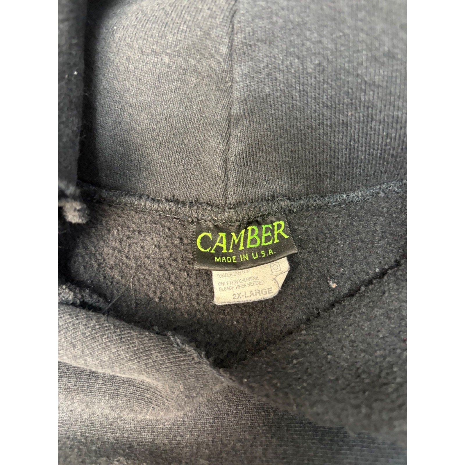 Vintage 90s Camber Black Hooded Pullover Sweatshirt Size 2XL