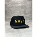 Vintage 1980s Military US Navy Embroidered Spellout Snapback Hat OSFA