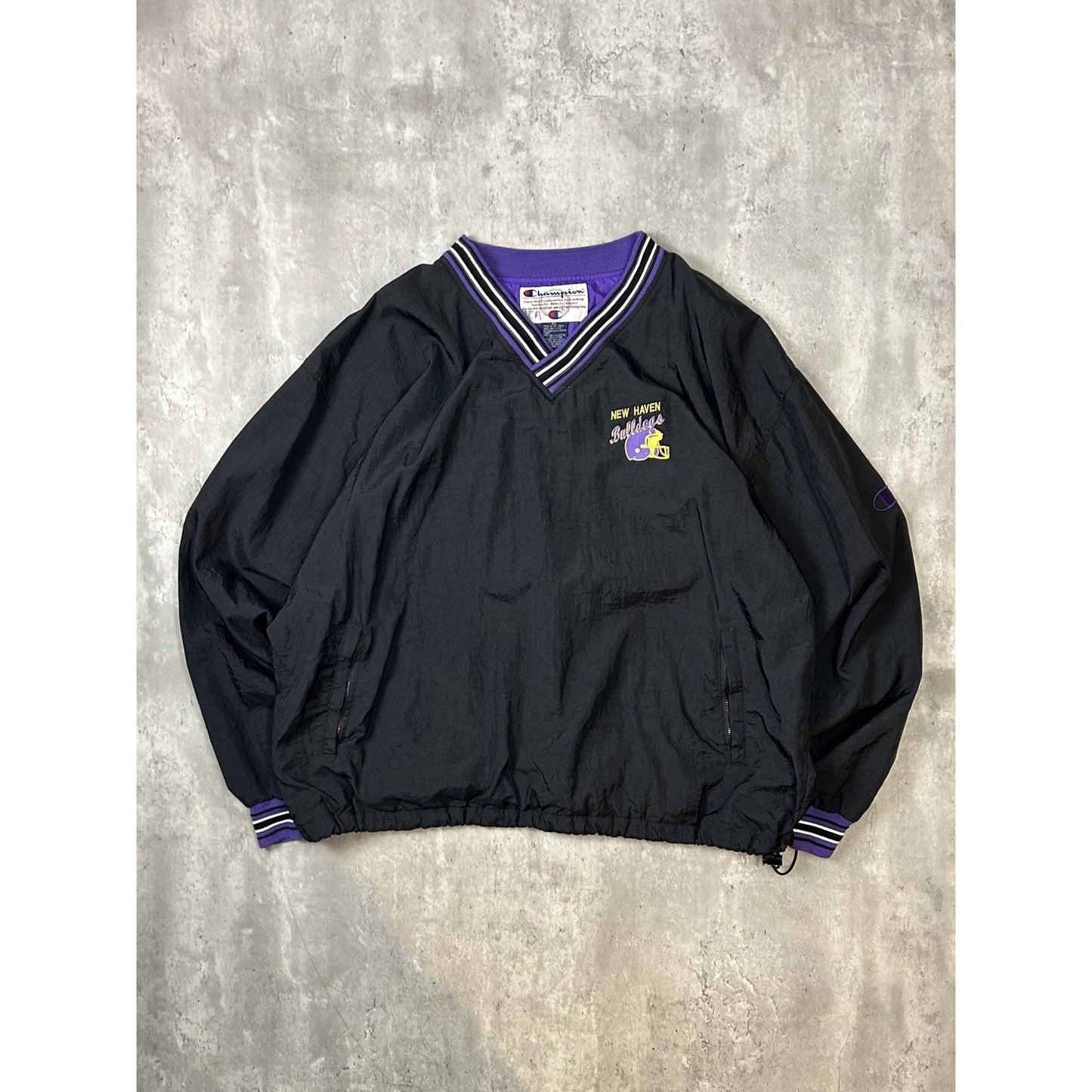 Vintage 90s New Haven Bulldogs Collegiate Embroidered Windbreaker Jacket Sz 2XL