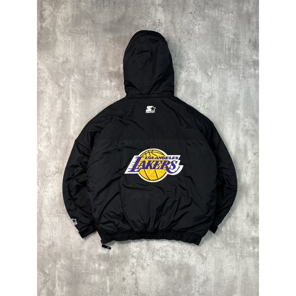 Vintage 90s Los Angeles Lakers NBA Starter 1/2 Zip Insulated Jacket Size Small
