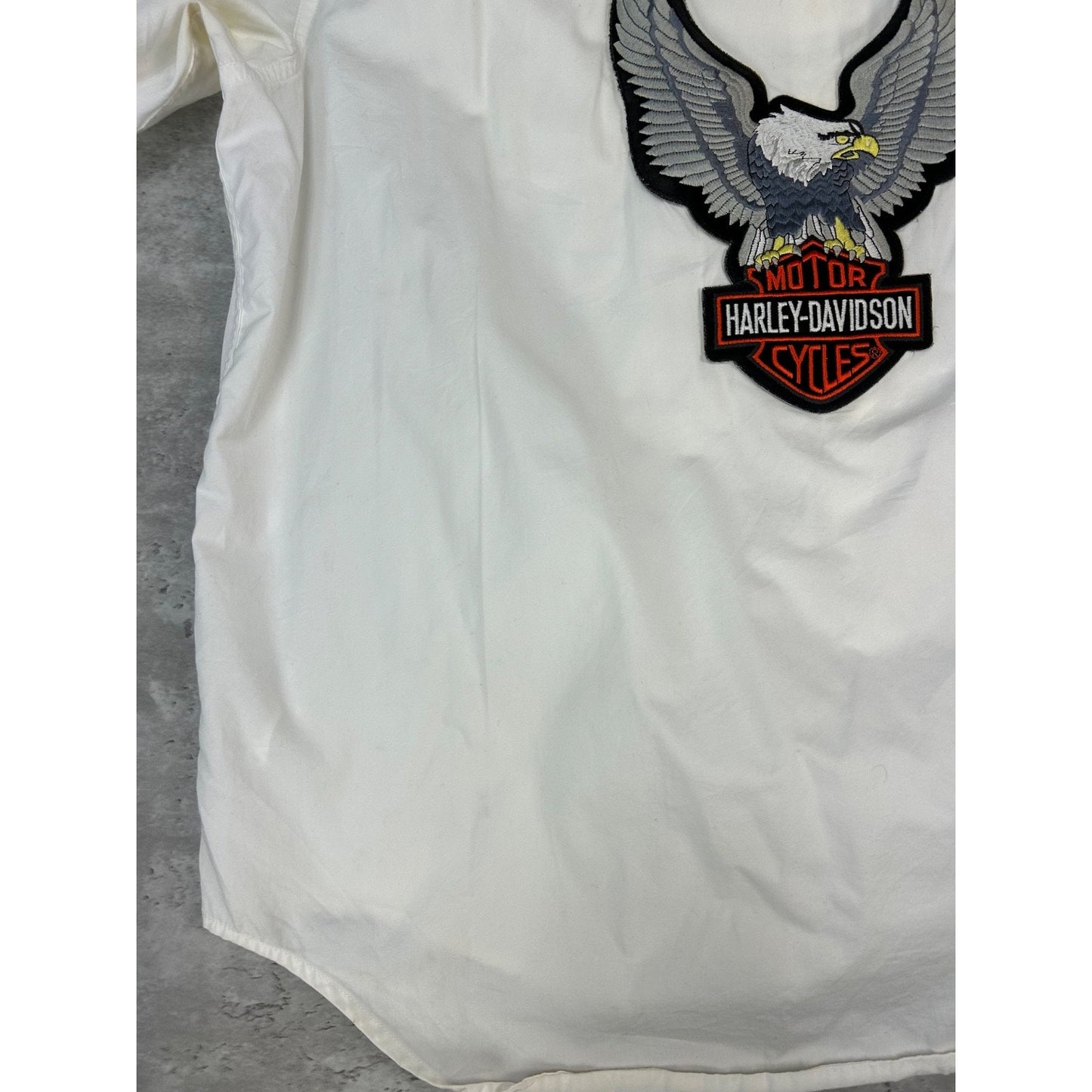 Harley Davidson Graphic Long Sleeve Button Up Shirt Size XL White