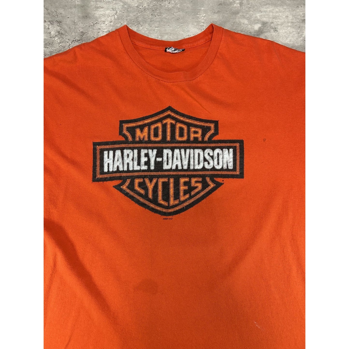 Harley Davidson Motorcycles Army Duck Logo Graphic T-Shirt Size XL Orange