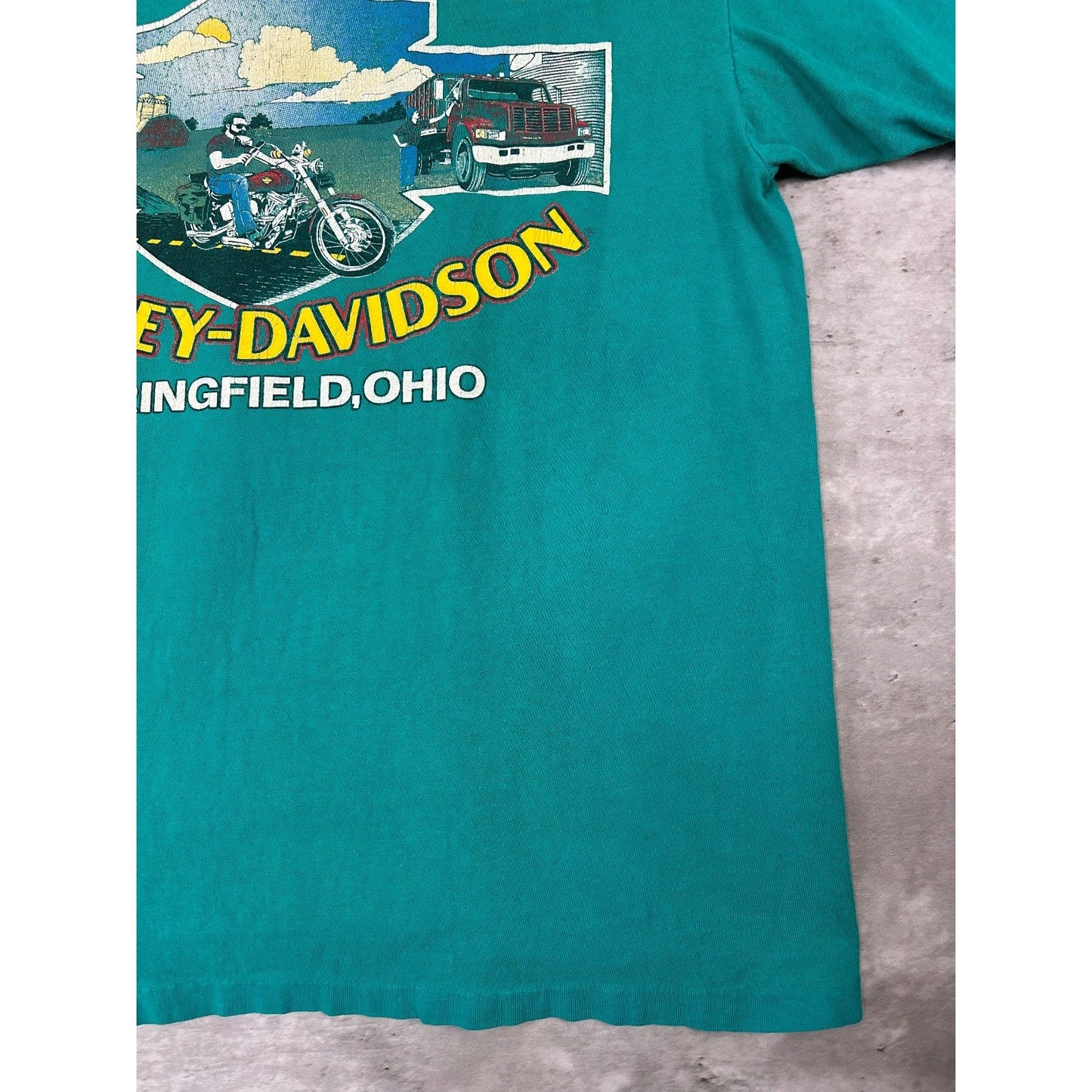Vintage 90s Harley Davidson Floral Classic Logo Graphic 1/4 Button T-Shirt Sz L