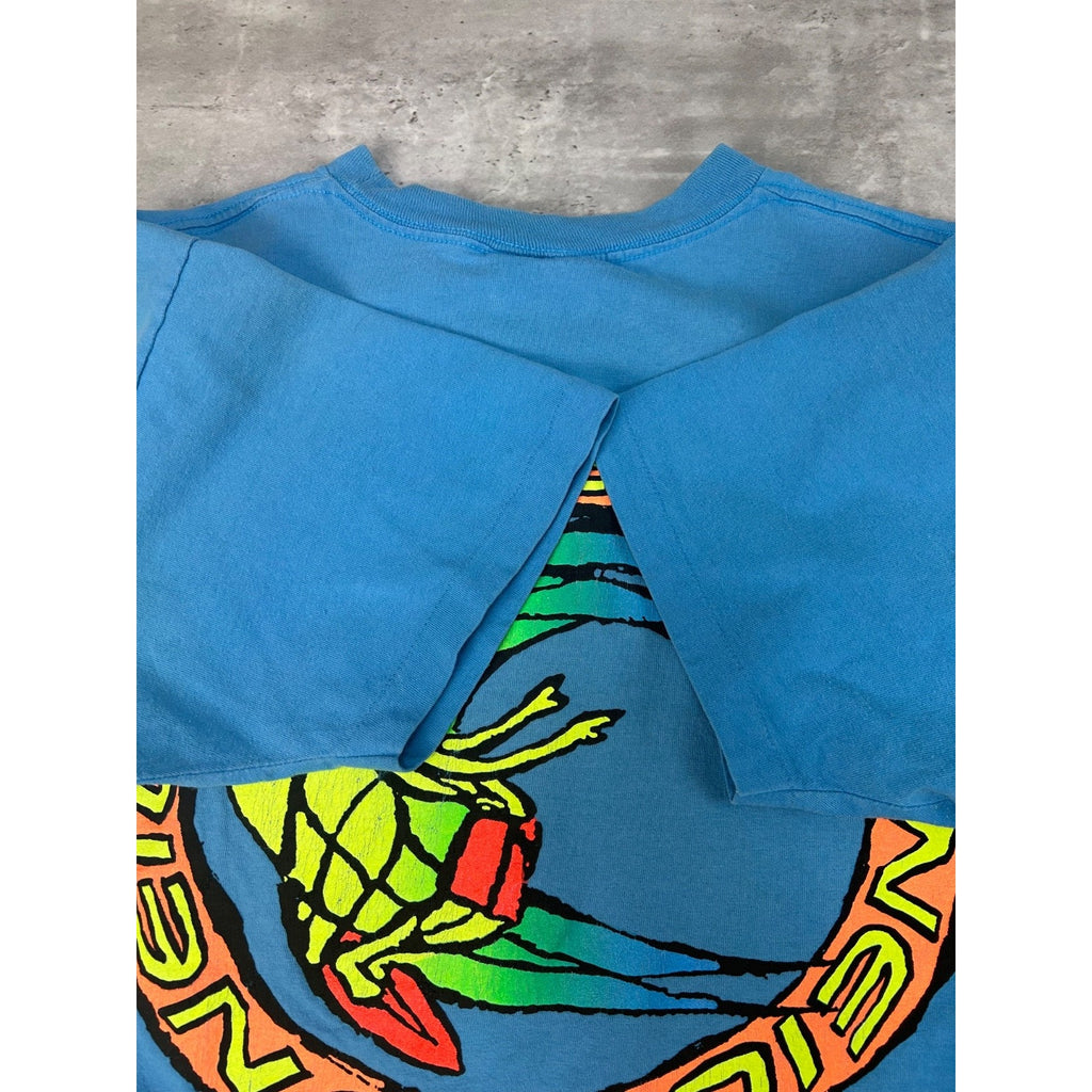 Vintage 90s O'Neill Cartoon Surfer Graphic Blue T-Shirt Size XL