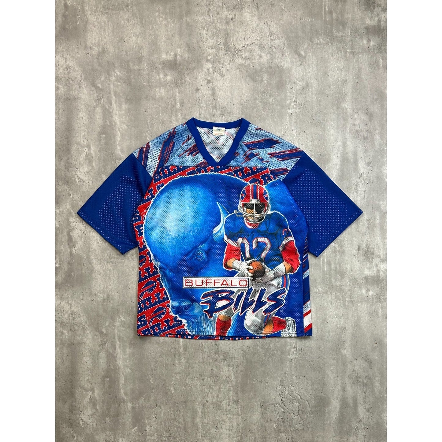 Vintage 90s Buffalo Bills NFL CCM Maska All Over Print Football Jersey Size XL