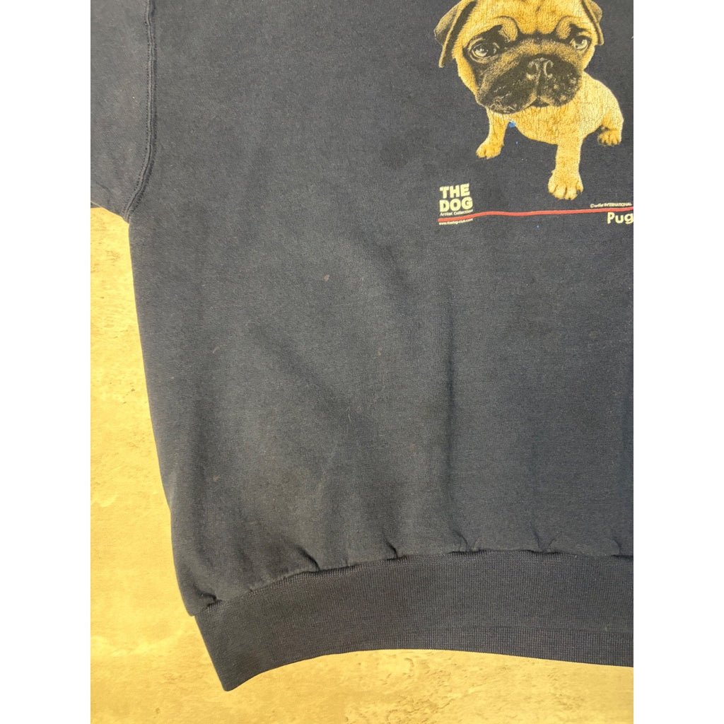 Vintage What's Up Dawg Pug Dog Graphic Animal Sweatshirt Size
