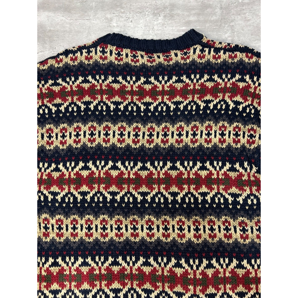 Vintage Eddie Bauer Abstract Striped Pullover Knit Sweater Size XL