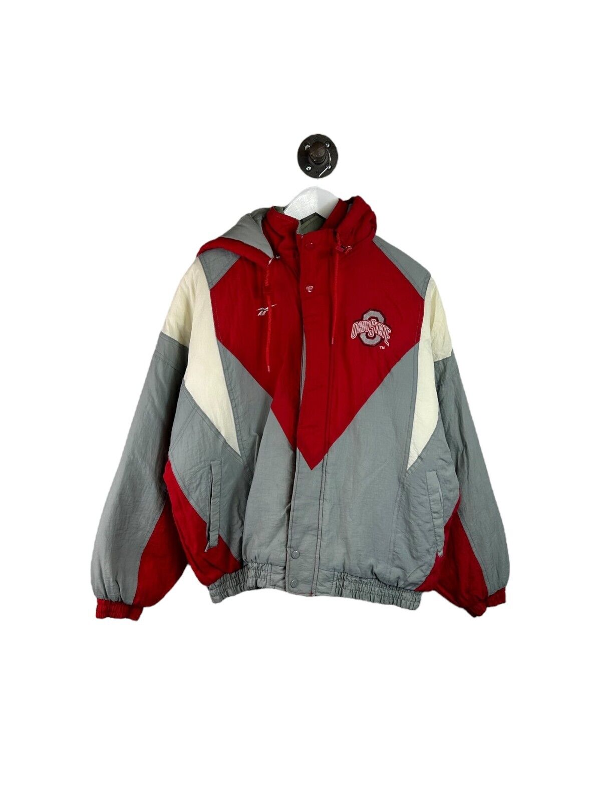 Vintage 90s Ohio State Buckeyes NCAA Insulated Reebok Hooded Jacket Size Medium