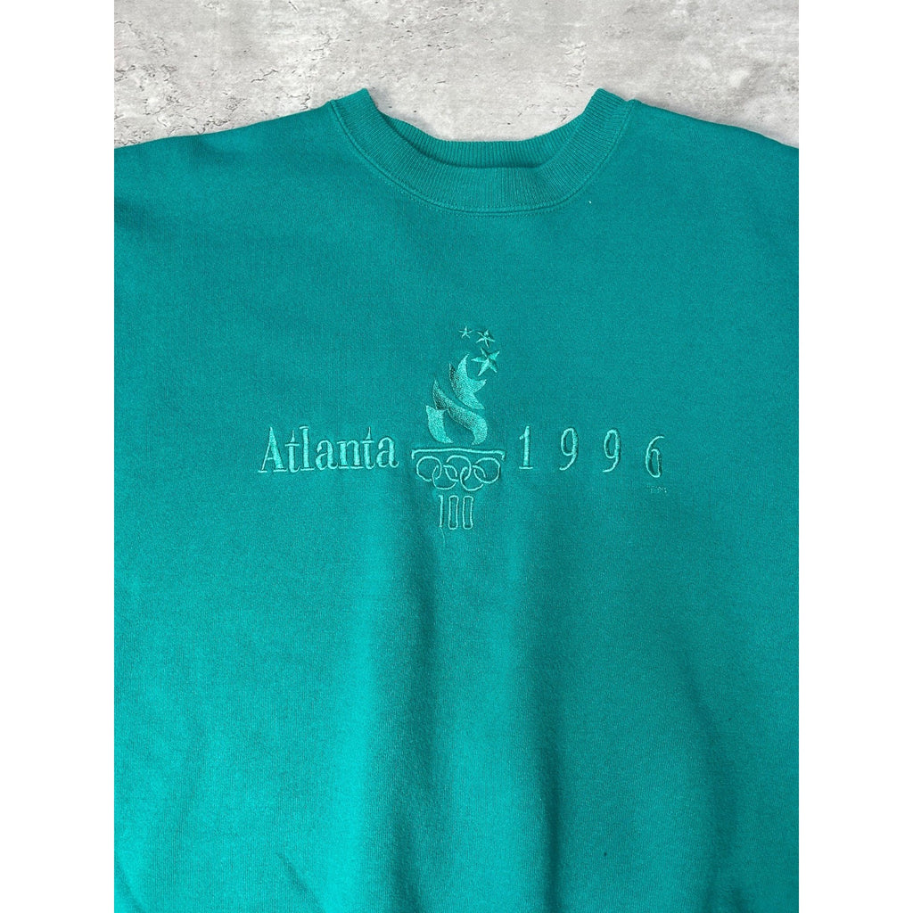 Vintage 90s 1996 Atlanta Olympics Embroidered Spellout Tonal Sweatshirt Sz Large