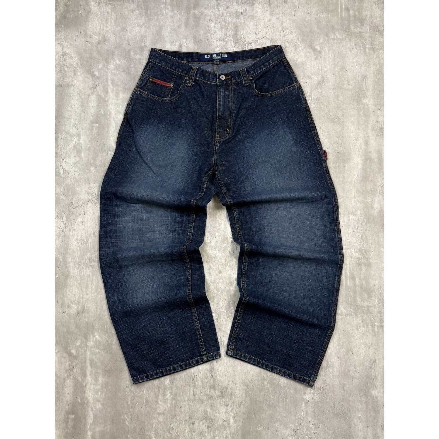 Vintage 2000s U.S. Polo Assn. Dark Wash Baggy Fit Denim Pants Size 33