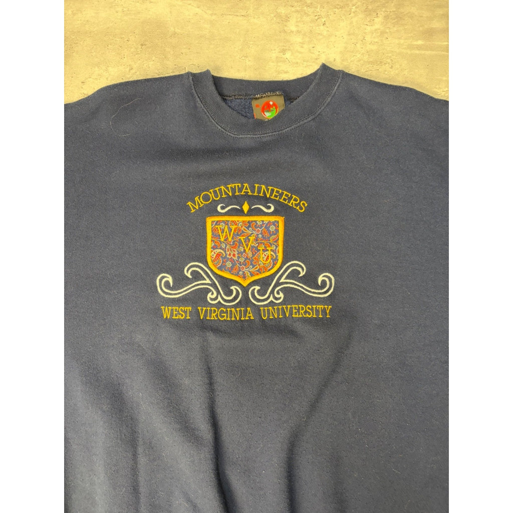 Vintage 90s West Virginia Mountaineers NCAA Crest Graphic Sweatshirt Size XL