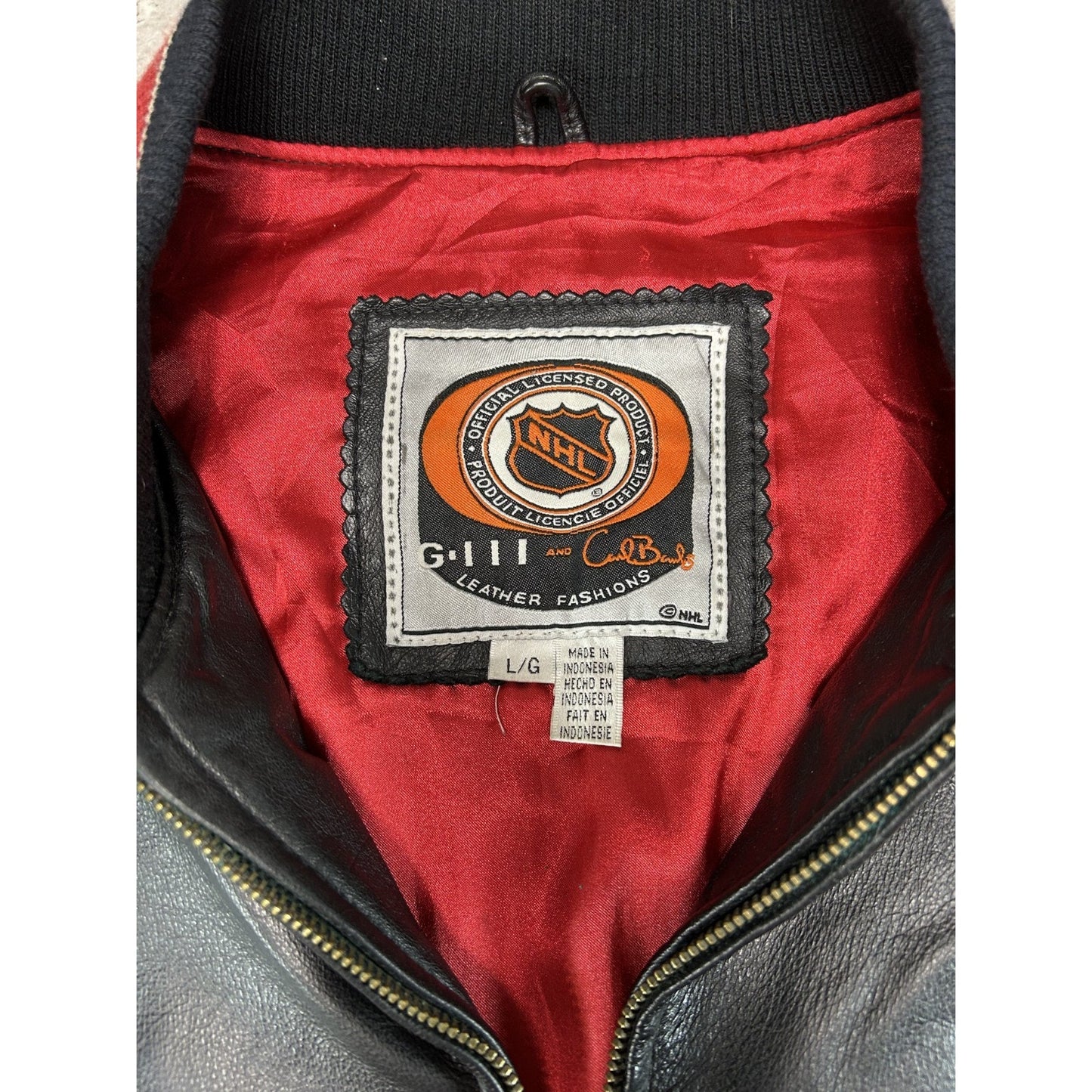 Vintage Detroit Red Wings NHL Embroidered Logo Pleather Jacket Size Large
