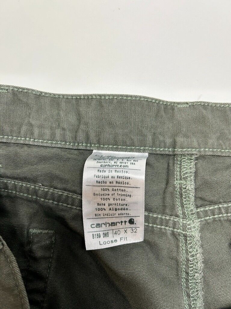 Vintage Carhartt Loose Fit Canvas Workwear Carpenter Pants Size 40 Green