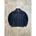 Vintage Y2K Fubu Dark Wash Denim Contrast Stitch Trucker Jacket Size Large