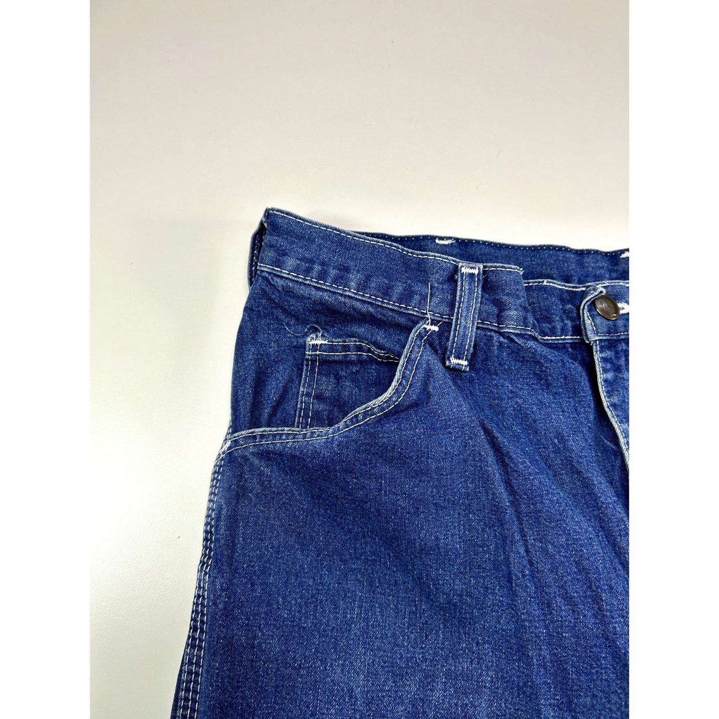 Vintage Dickies Dark Wash Denim Workwear Carpenter Pants Size 34 Blue