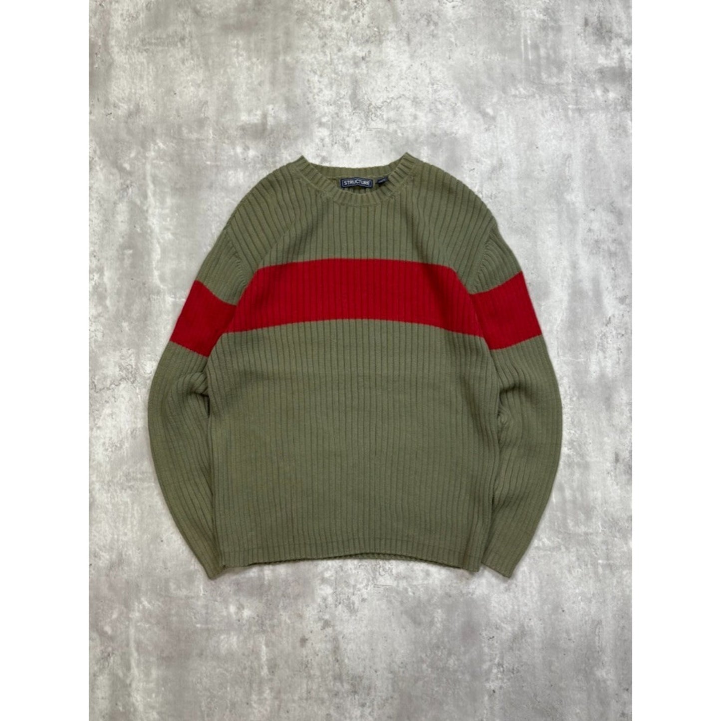 Vintage Structure Two Toned Striped Pullover Knit Sweater Size XL