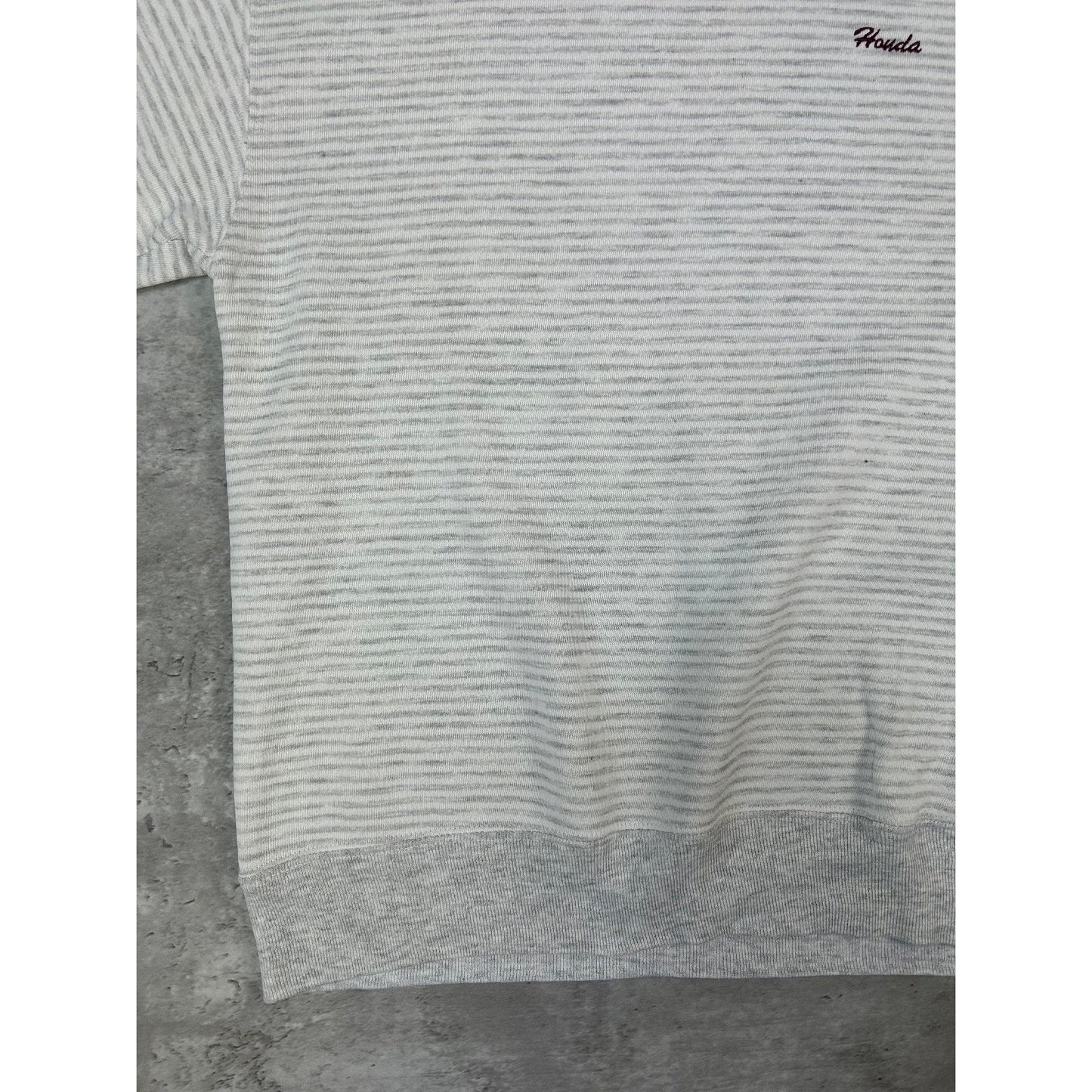 Vintage 90s Honda Embroidered Spellout Striped Crewneck Sweatshirt Size Large