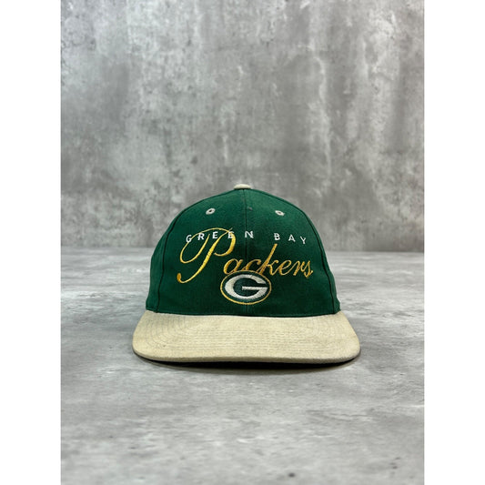 Vintage 90s Green Bay Packers NFL Embroidered Spellout Strapback Hat OSFA