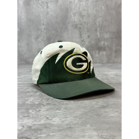 Vintage Green Bay Packers NFL Embroidered Logo Sharktooth Snapback Hat OSFA