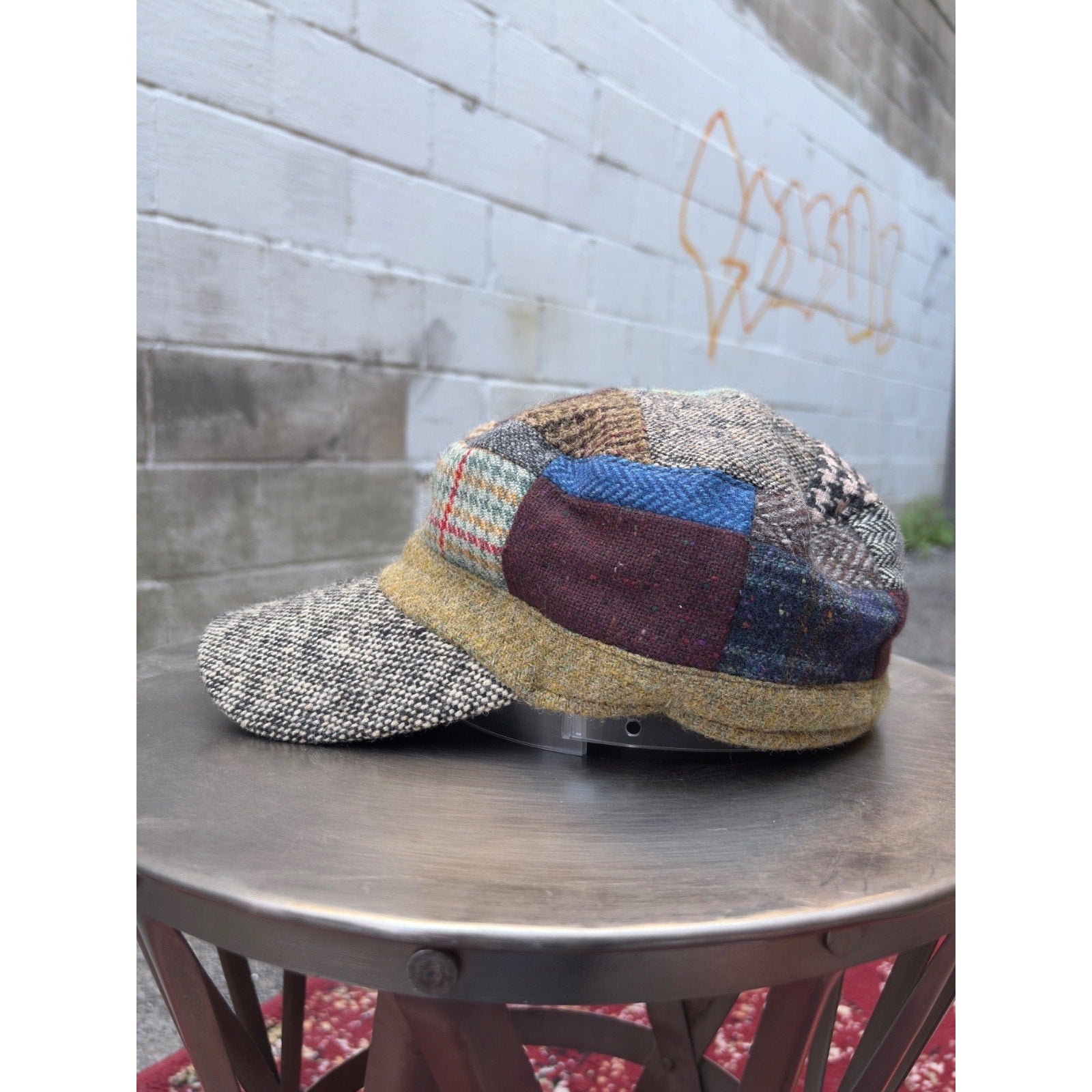 Vintage 80s/90s Patchwork Pure New Wool Paperboy Hat OSFA