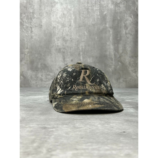 Vintage 90s Remington Tree Camo Embroidered Hunting Strapback Hat OSFA