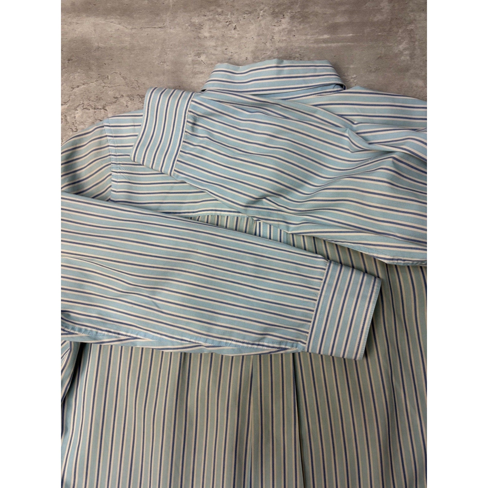 Vintage Chaps Single Pocket Striped Cropped Button Up Shirt Size Medium