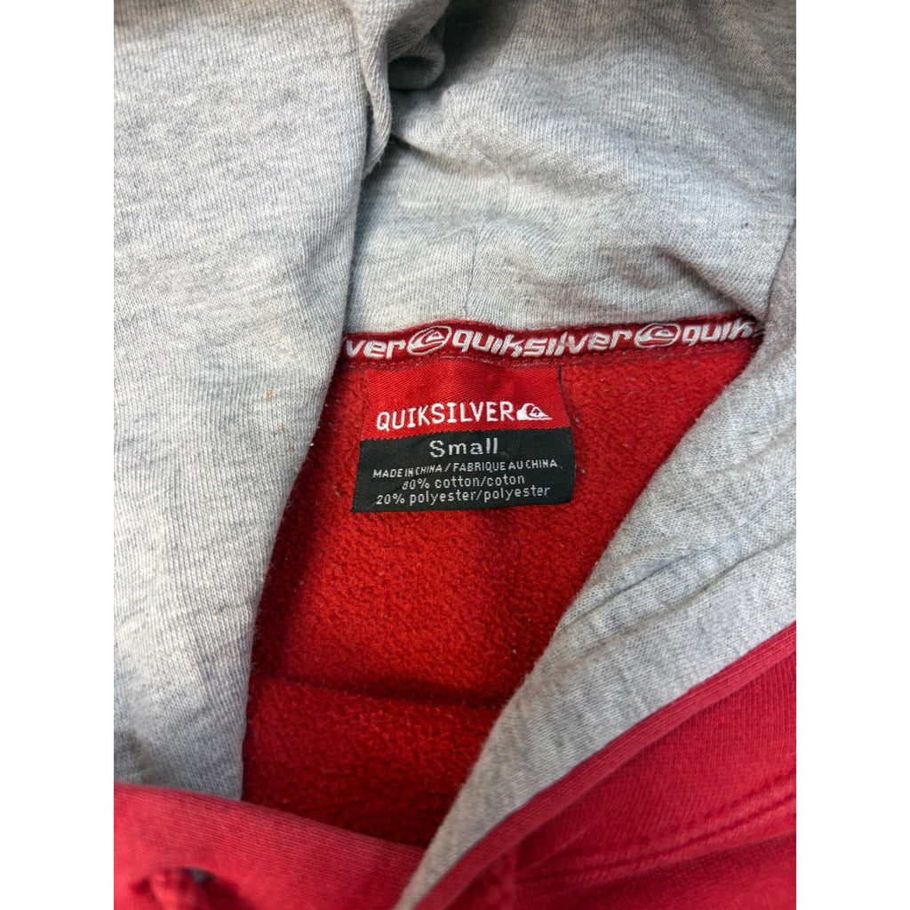 Vintage Y2K Quiksilver Embroidered Logo Spellout Hooded Sweatshirt Size Small