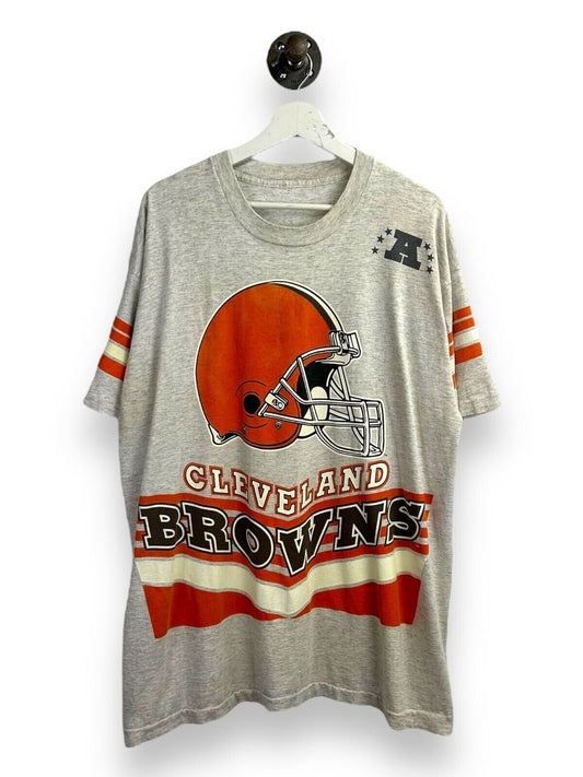 Vintage 90s Cleveland Browns NFL Helmet Graphic AOP T-Shirt Size XL