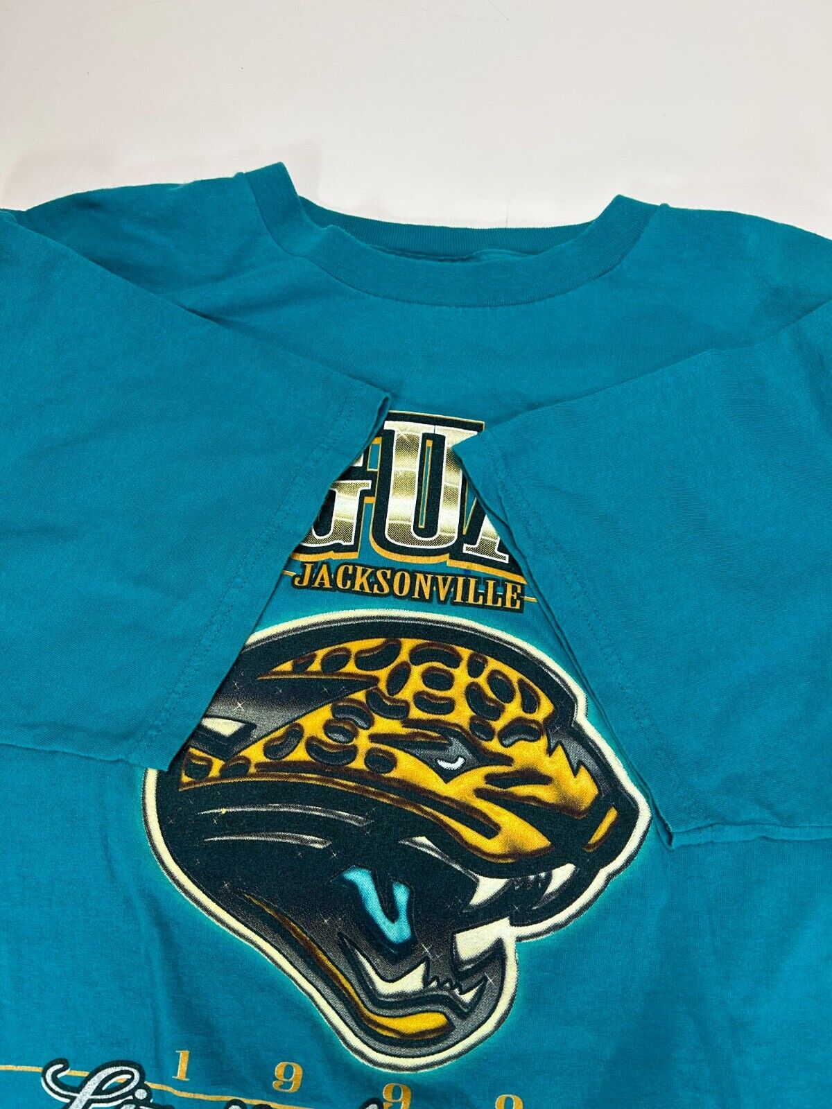 Vintage 1999 Jacksonville Jaguars NFL Limited Edition Spell Out T-Shirt Size 2XL