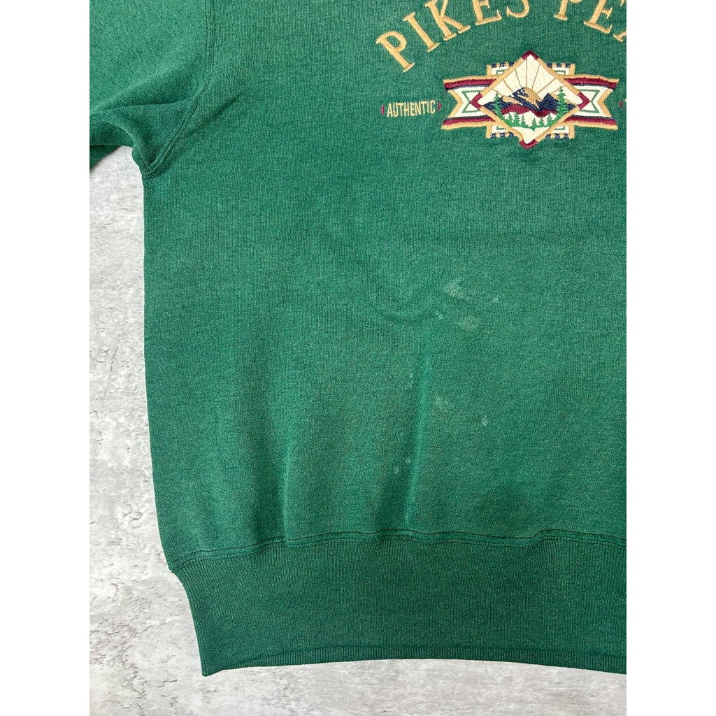 Vintage 90s Pikes Peak Embroidered Destination Collared Sweatshirt Size Large