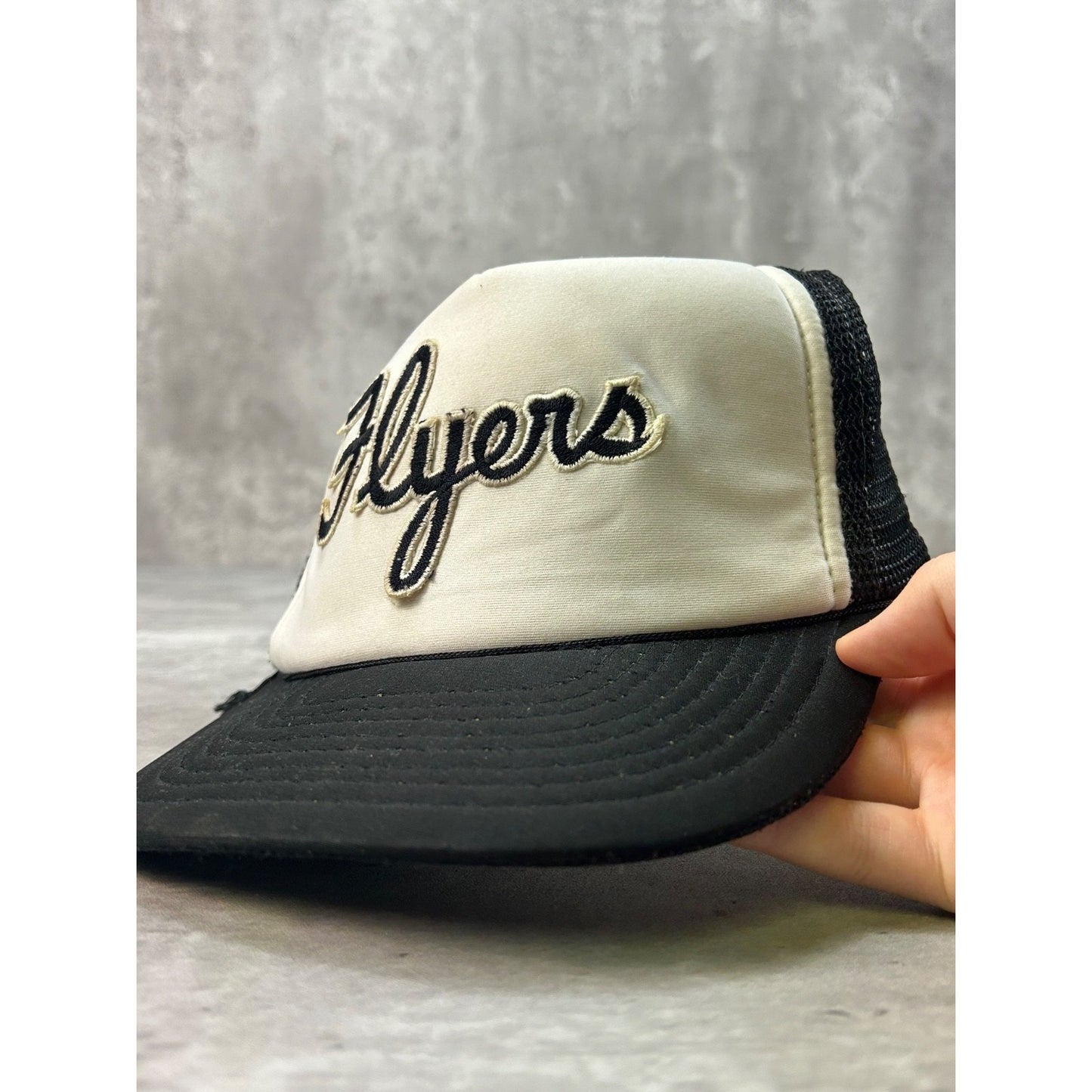 Vintage 80s/90s Flyers Embroidered Spellout Trucker Snapback Hat OSFA