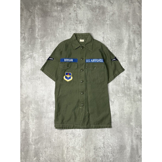 Vintage 1960s US Air Force OG 107 Military Short Sleeve Button Up Shirt Medium