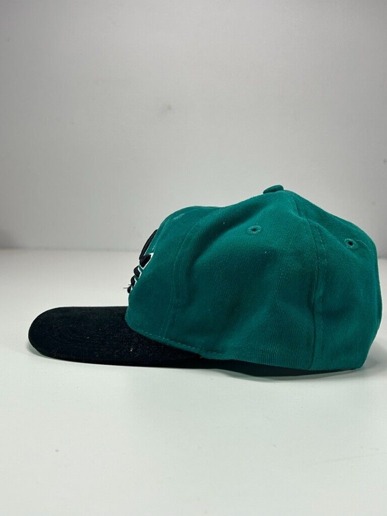 Vintage 90s Adidas Embroidered Trefoil Snapback Hat OSFA Teal