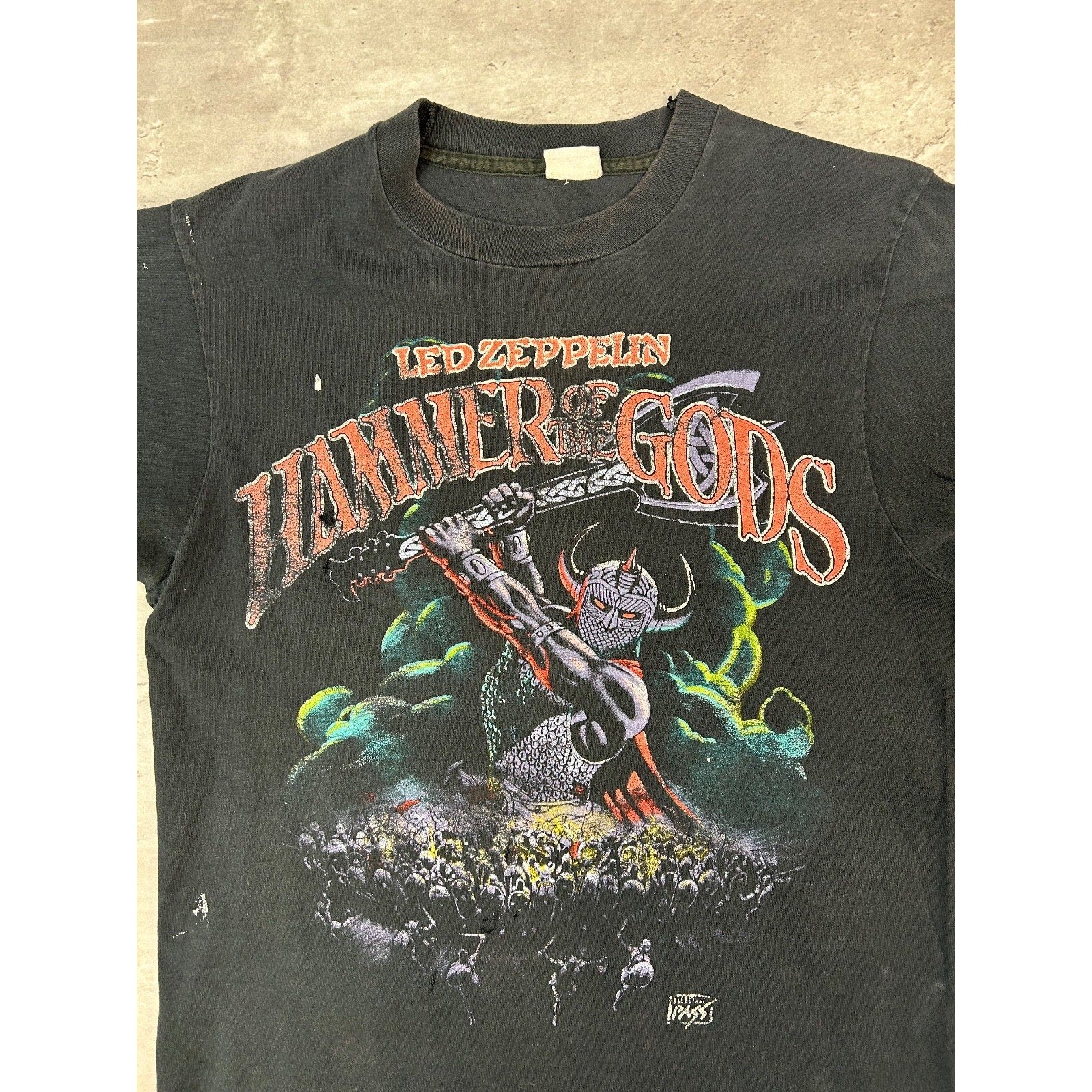 Vintage 90s Led Zeppelin Hammer Of The Gods Rock Music Band T-Shirt Size Medium