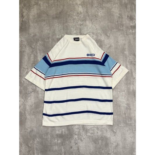 Vintage Y2K South Pole Striped Embroidered Logo Knit T-Shirt Size Large