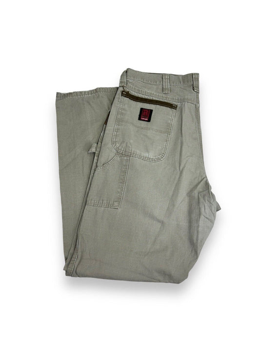 Vintage Wrangler Riggs Ripstop Canvas Workwear Carpenter Pants Size 37 Beige