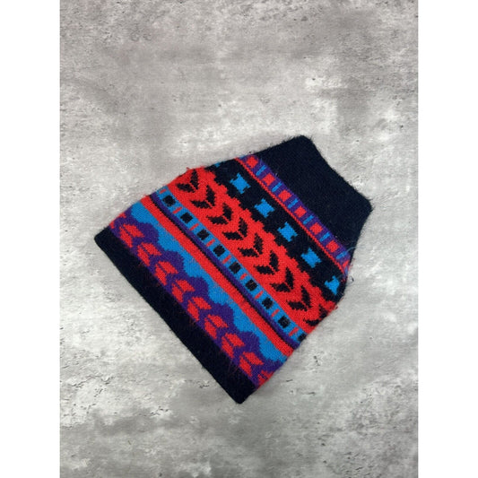 Vintage 80s/90s Abstract Print Striped Beanie Hat OSFA