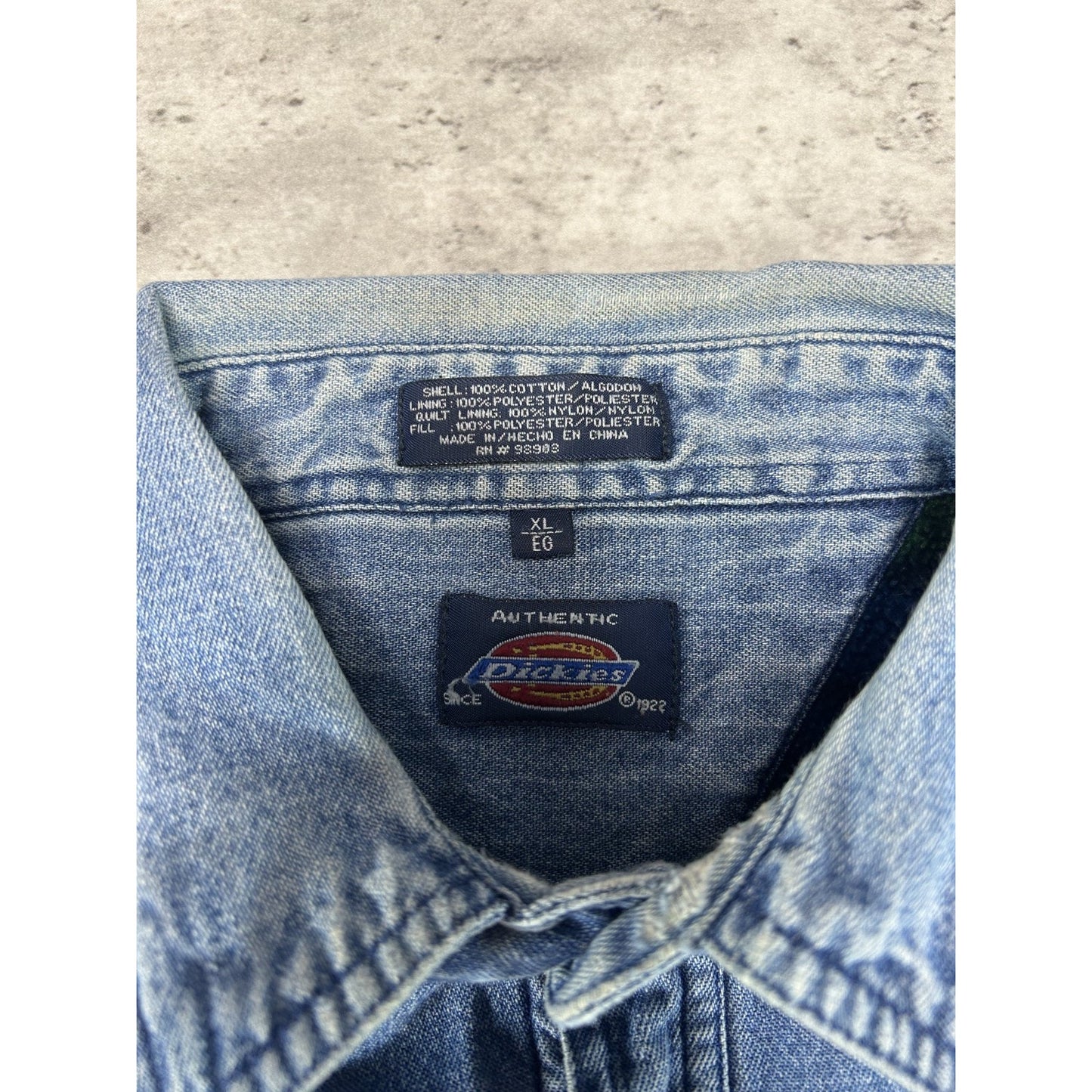 Vintage Dickies Plaid Print Long Sleeve Denim Button Up Shirt Size XL