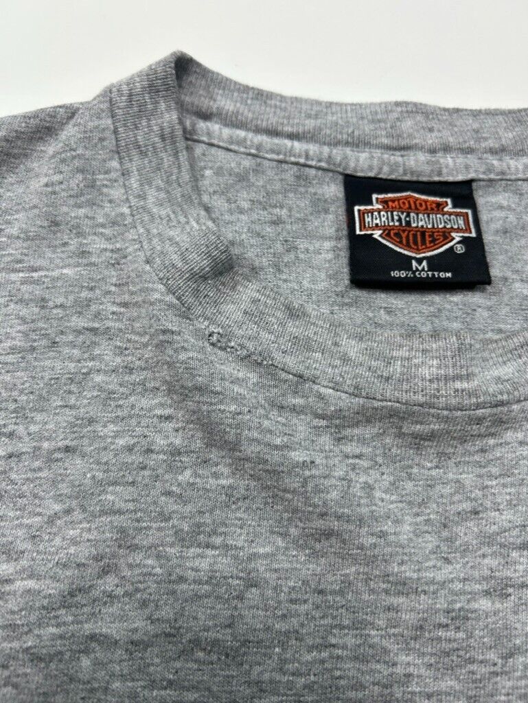 Vintage 1996 Harley Davidson Flame Graphic Long Sleeve T-Shirt Size Medium Gray