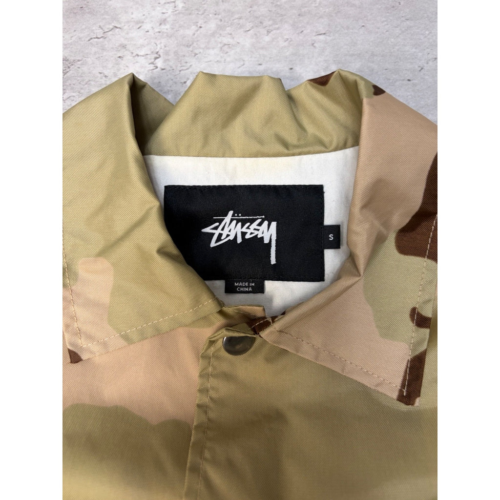 Vintage Stussy Desert Camo Graphic Spellout Coaches Jacket Size Small