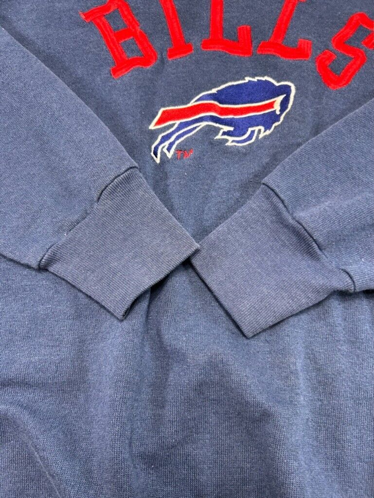 Vintage 90s Buffalo Bills NFL Embroidered Spellout Sweatshirt Size Small Blue